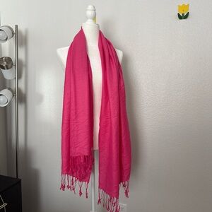 Pashmina Vibrant Pink Scarf with Fringe